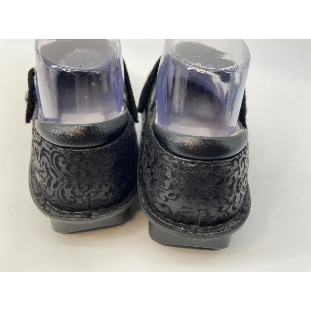 Alegria Mary Jane Shoes Women 37 Black Belle BEL-265 Embossed Goth Nurse Comfort